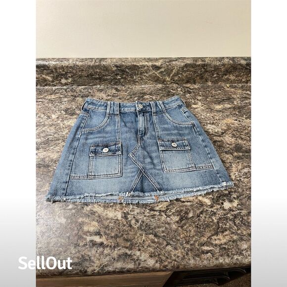 American Eagle Outfitters Dresses & Skirts - American Eagle Women's Size 00 Blue Denim Mini Skirt Distressed (sku389)